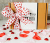 valentine's day gift box of all natural bath bombs, soaps, shower steamers, and bath crystals or bath salts