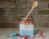 independence day themed, all natural bath crystals or bath crystals with a patriotic background