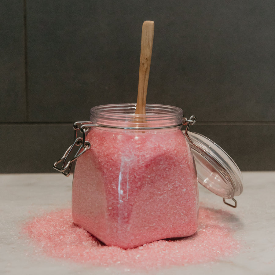 all natural pink bath crystals or bath salts